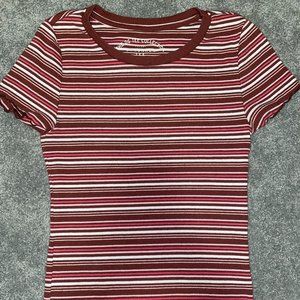 Aeropostale Striped Ribbed Shrunken Tee
